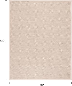SAFAVIEH Area Rug 8x10 - Natural Fiber Collection - Large - Marble & Beige, Sisal, Woven Design with Border (NF143C)
