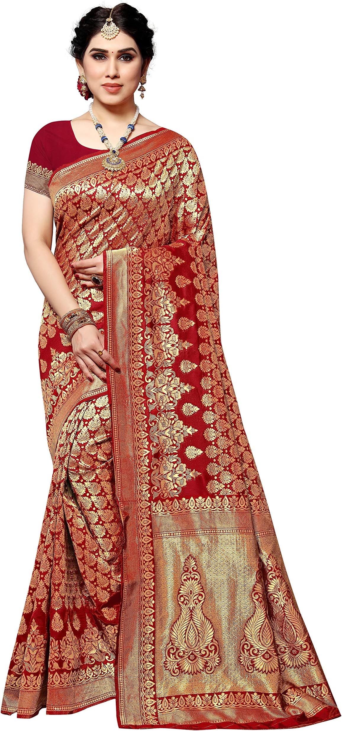 Women's Jacquard Silk Saree with Blouse Piece