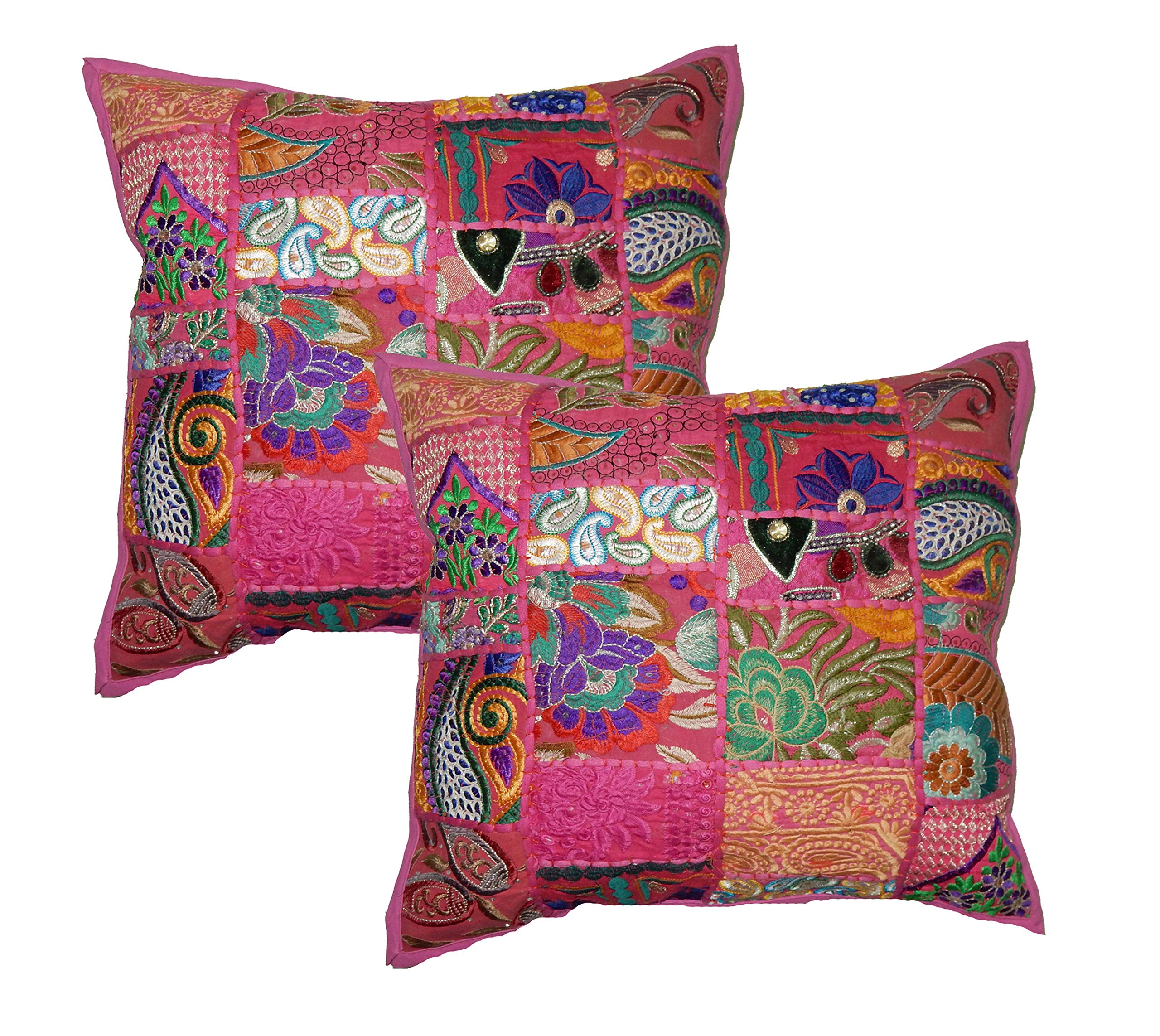 iinfinize PCs Indian Embroidered Cushion Cover Patchwork Floor Pouf  Vintage Sofa Sham Hippie Throw 16