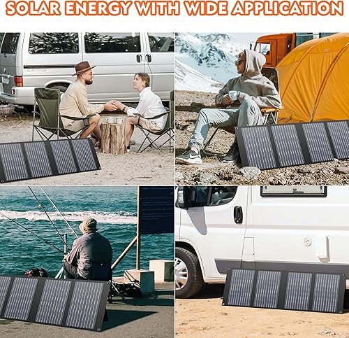 Miniatura 9 de Generador de energía solar de 200 W con clasificación máxima/100 W, generador solar portátil con paneles solares de 40 W incluidos, banco de energía