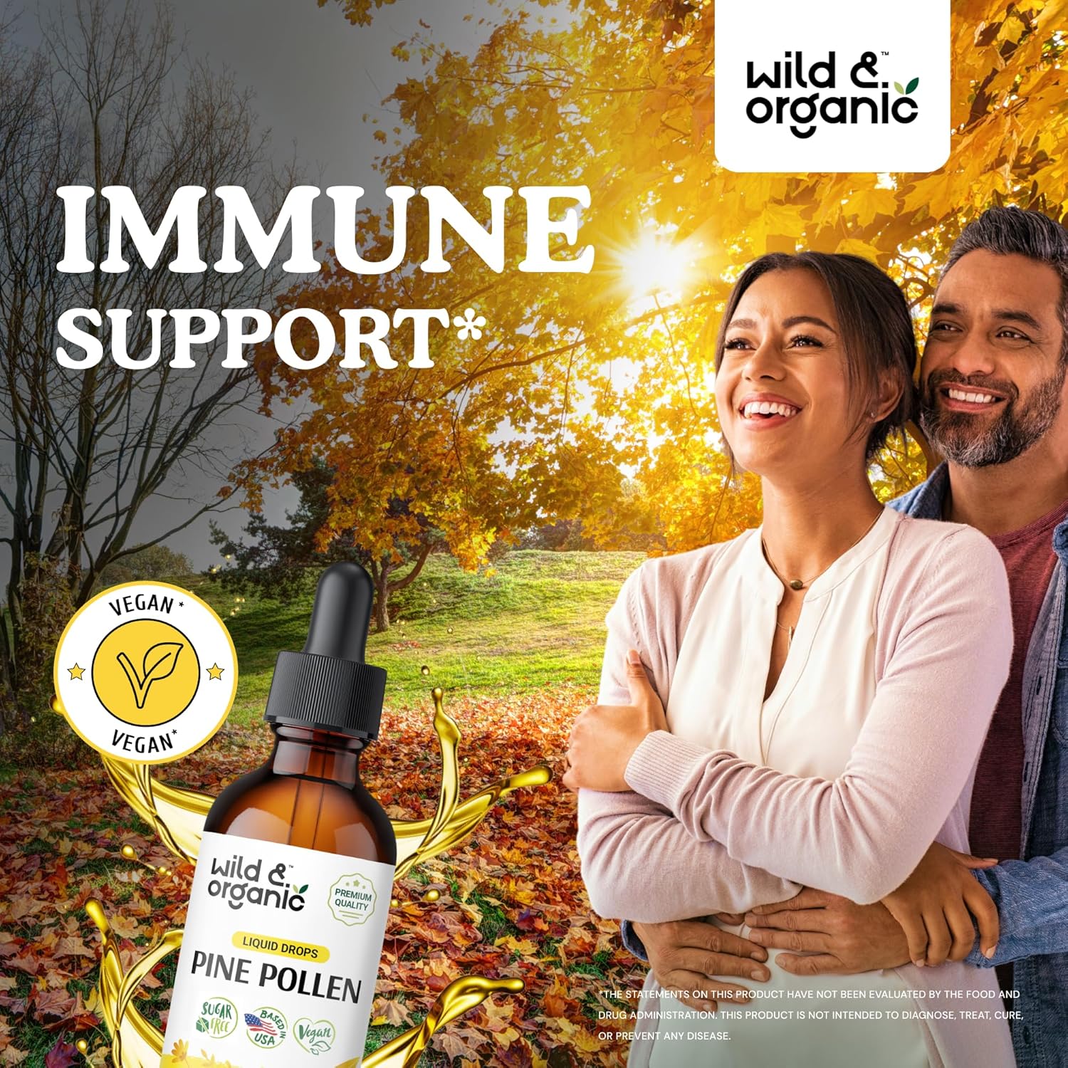 Wild & Organic Pine Pollen Tincture - Antioxidant & Immune Support - Pine Pollen Extract Drops - Vegan, Sugar & Alcohol-Free Liquid Supplement - 2 fl oz - Image 2