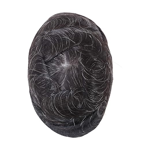 Super Natural Mens Hair Piece 100 Human Hair Undetectable Mens Toupee Hair Systems Ultra Thin Skin V Looped Hair 1B10