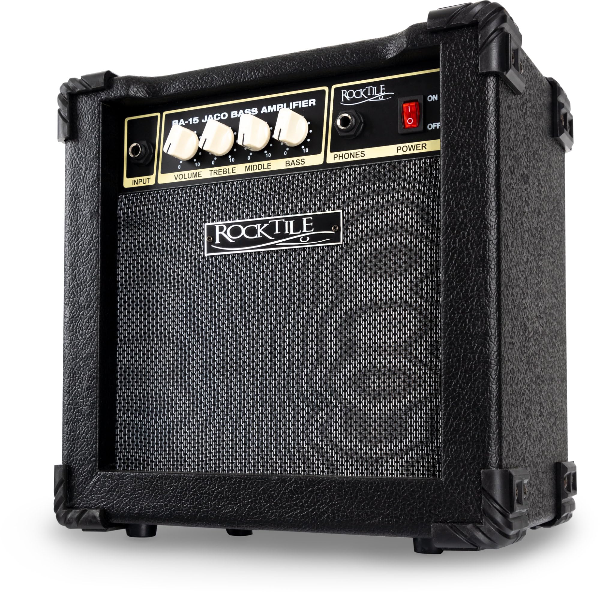Rocktile BA-15 Jaco Basscombo (Amplificador Combo para bajo con 15 vatios, para Bajos Activos y pasivos, Altavoz de 6,5") Negro