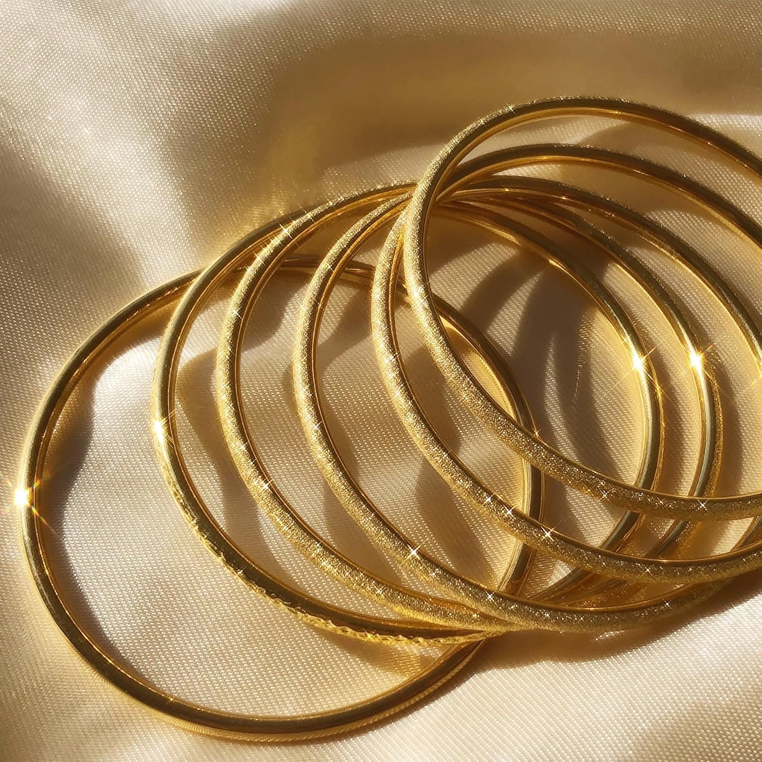 Kainier 3mm 14K Gold Plated Bracelet Stainless Steel Glossy Stackable Thin Round Bangle Bracelet for Women Solid Plain Polished Bracelet Best Gifts for Love - Image 8