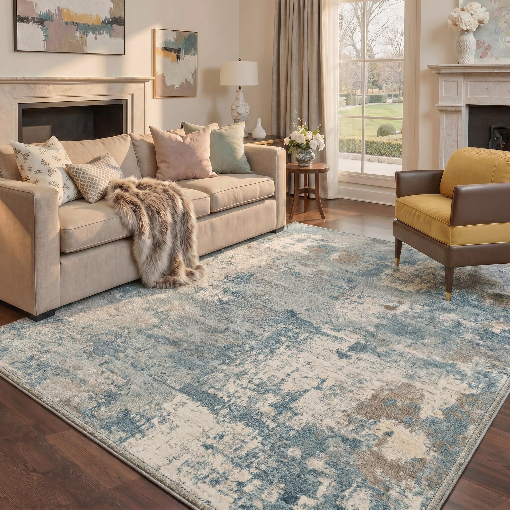 BEIMO 5X7 Area Rug for Living Room, Modern Abstract Washable Soft Non Slip