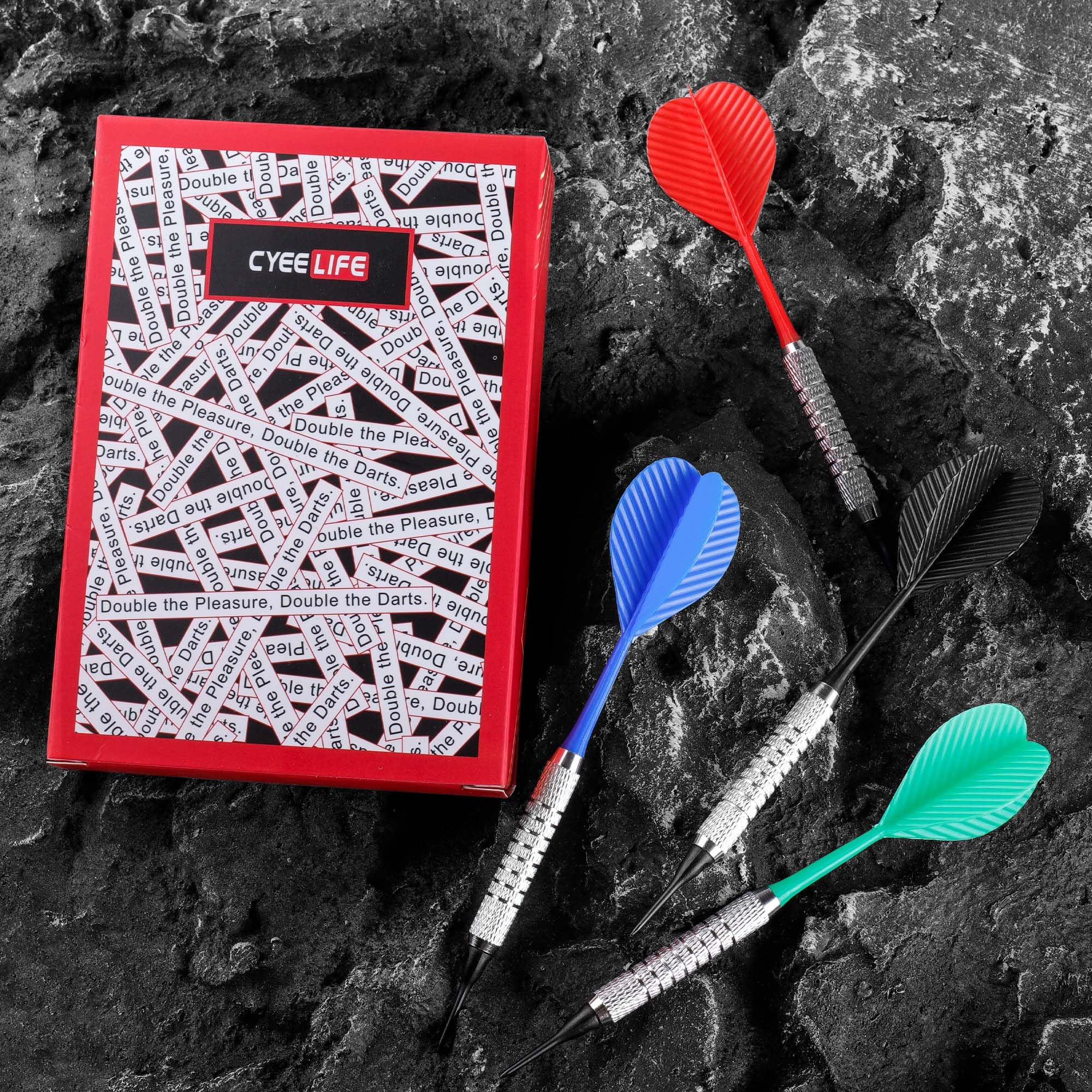CyeeLife Lot de 12 fléchettes souples avec pointe en plastique avec 100 pointes en plastique pour cible de fléchettes électronique