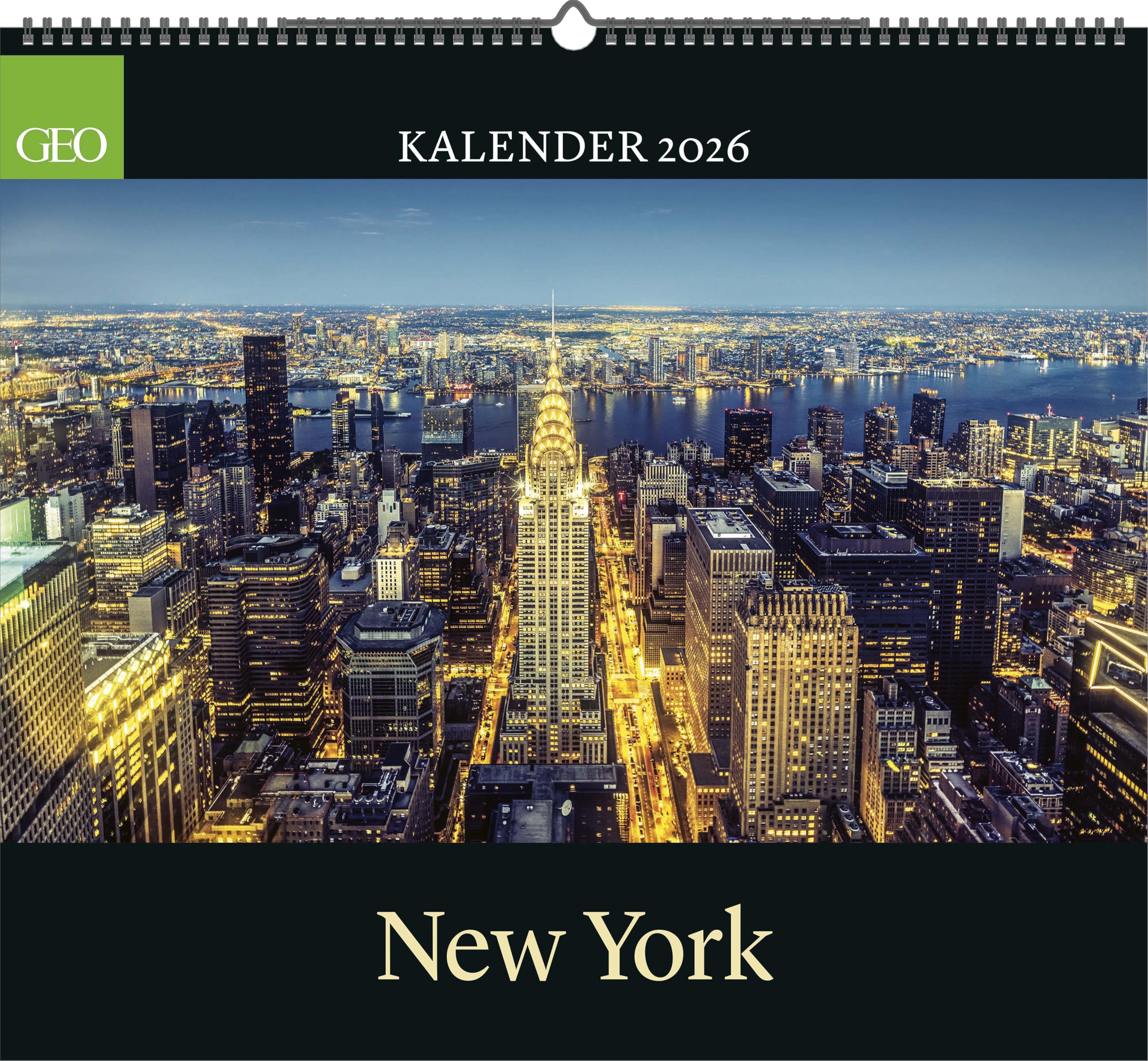 GEO - New York 2026 – Wandkalender 50x45 cm, Poster-Kalender mit Stadtfotografie, 12 Monatsblätter & Spiralbindung für New-York- und Architektur-Fans