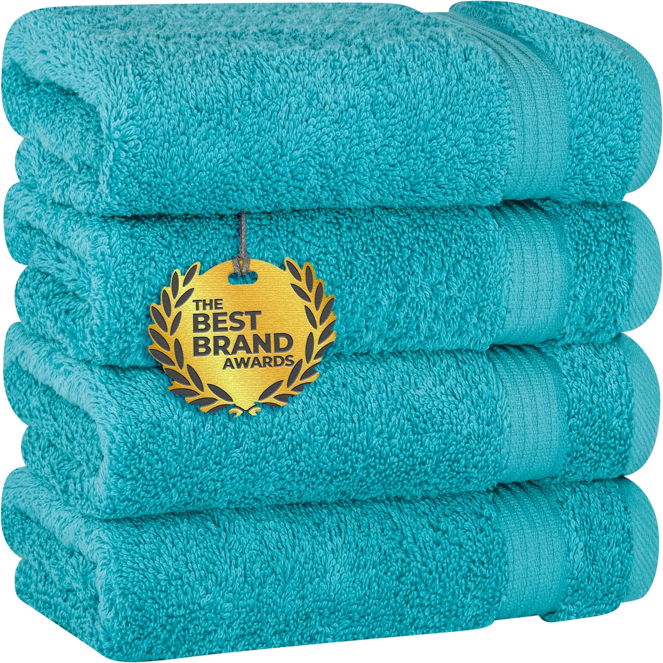 Cotton Paradise Hand Towels for Bathroom, 100% Cotton Turkish 4 Piece Hand Towel Set, Soft Absorbent Face Towels, Aqua Blue Hand Towels