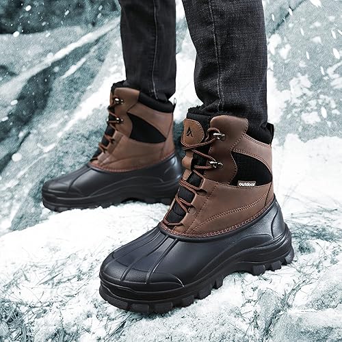 Miniatura 7 de UPSOLO Mens Duck Boots Winter Snow Boot Waterproof Insulated Anti-Slip Fully Fur Lined Casual Lightweight