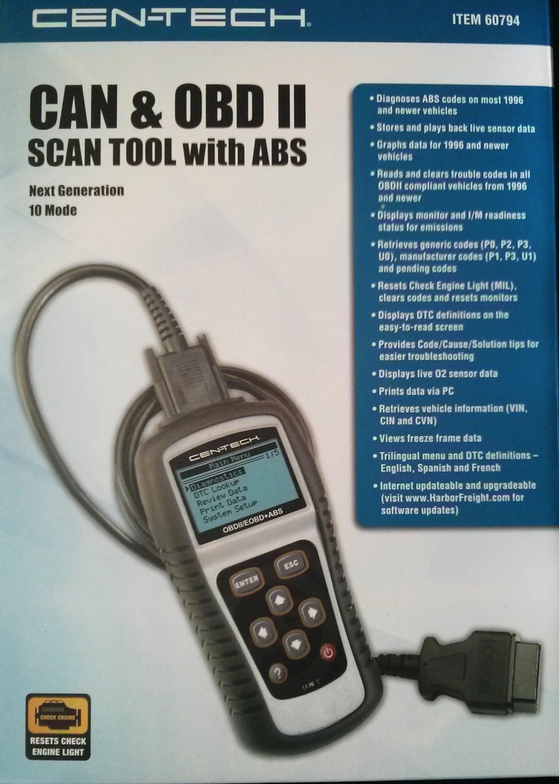 Cen-Tech CAN & OBD II Scan Tool with ABS item#60794