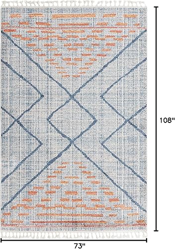 Vista 72 de Unique Loom Aramis Collection - Alfombra Kavi (2 pies x 6 pies 1 pulgada, marfil/azul)