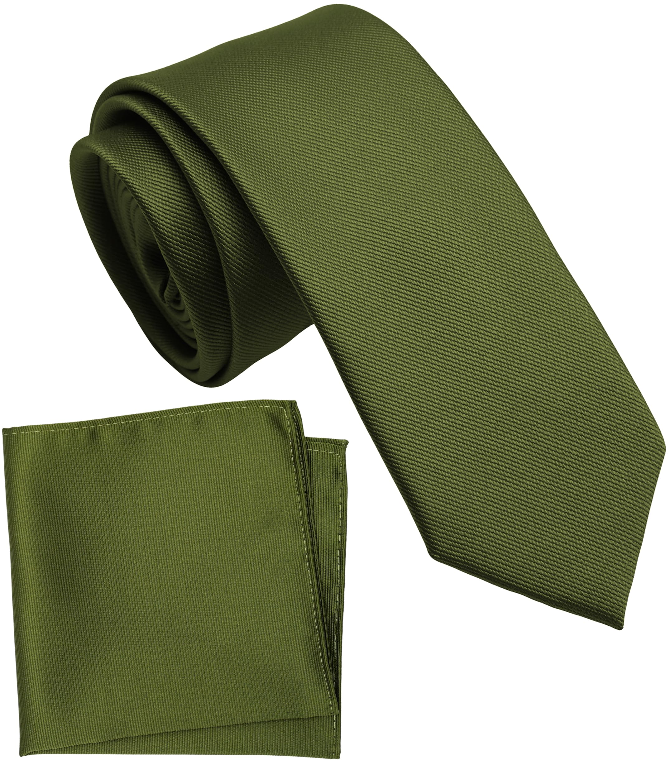 Boy's Solid Tie with Pocket Square Set, Regular Necktie for Children and Kids, Self-Tied
