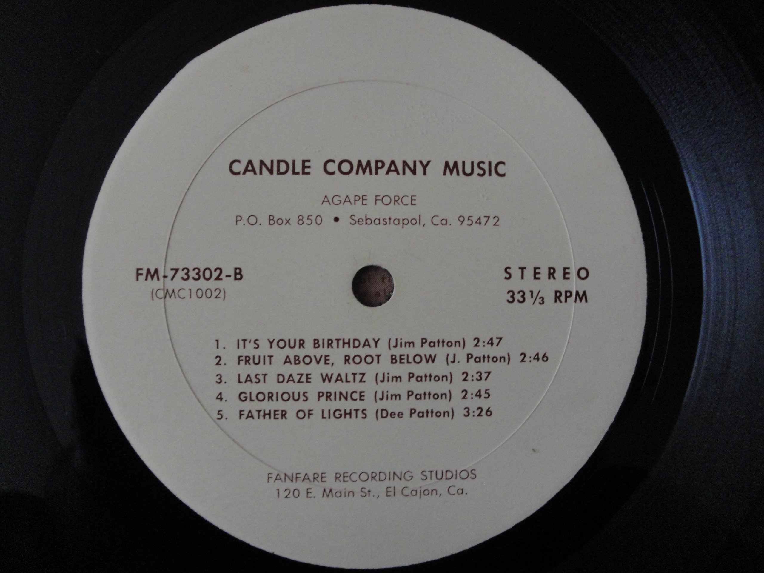 Jim & Dee Patton 1973 Candle Company Music AGAPE FORCE FM-7330 Record Very Rare! Folk Xian Psych Vg+