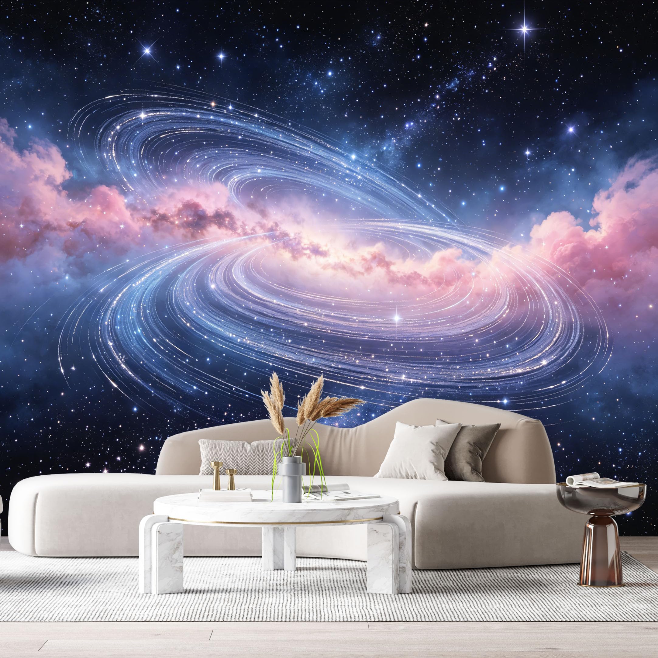 Custom Size Wall Murals Abstract Modern Galaxy Nebula Starry Sky Space SelfAdhesiveWall Fabric Removable Wallpaper Wall Decor for Living Room Bedroom Bathroom