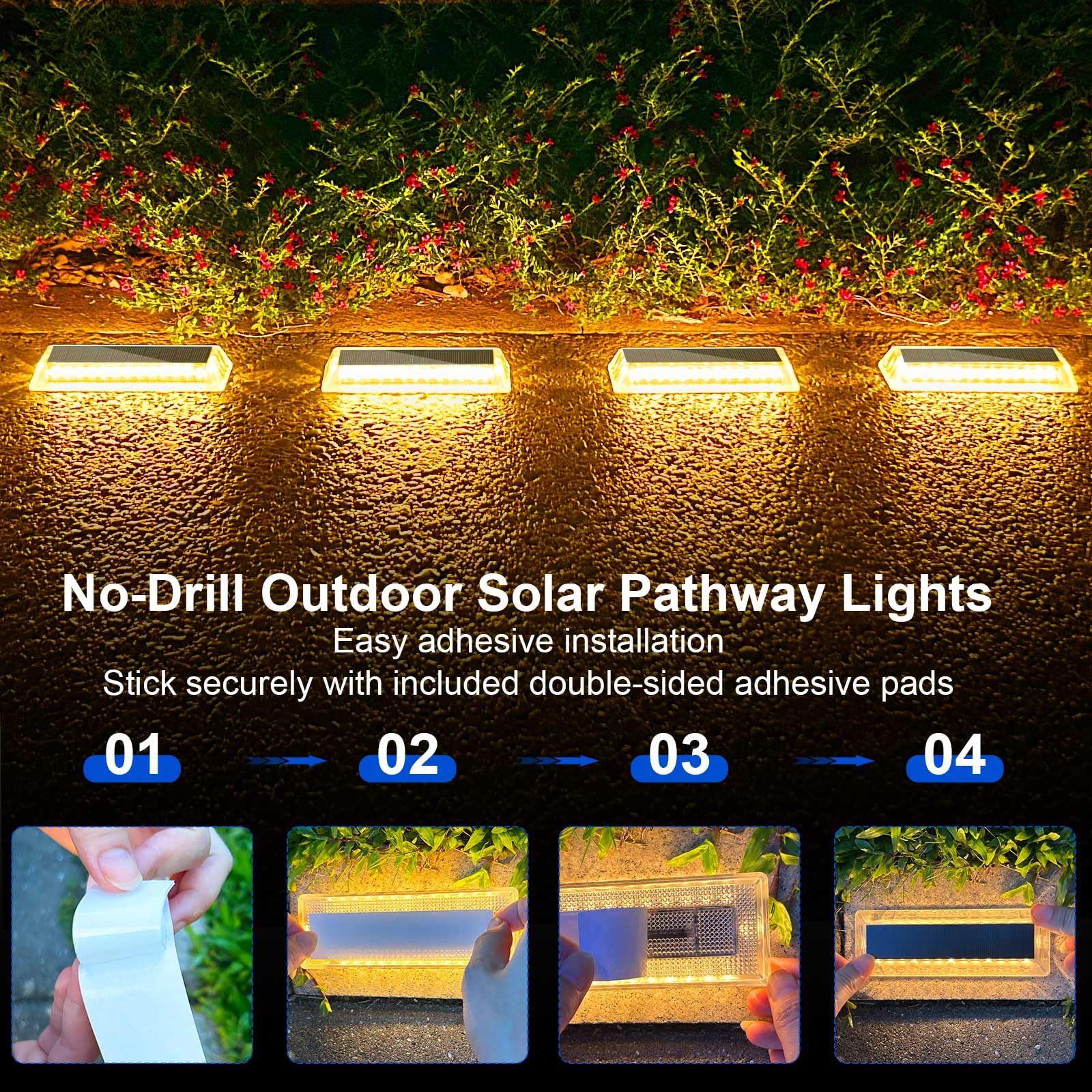 Lacasa Lampy solarne do użytku na zewnątrz, 8 sztuk, lampy solarne do ogrodu, 50 lm, oświetlenie ogrodowe, IP68, wodoszczelna lampa solarna do dekoracji ogrodu, na taras, podwórko, ciepła biel, 2700 K