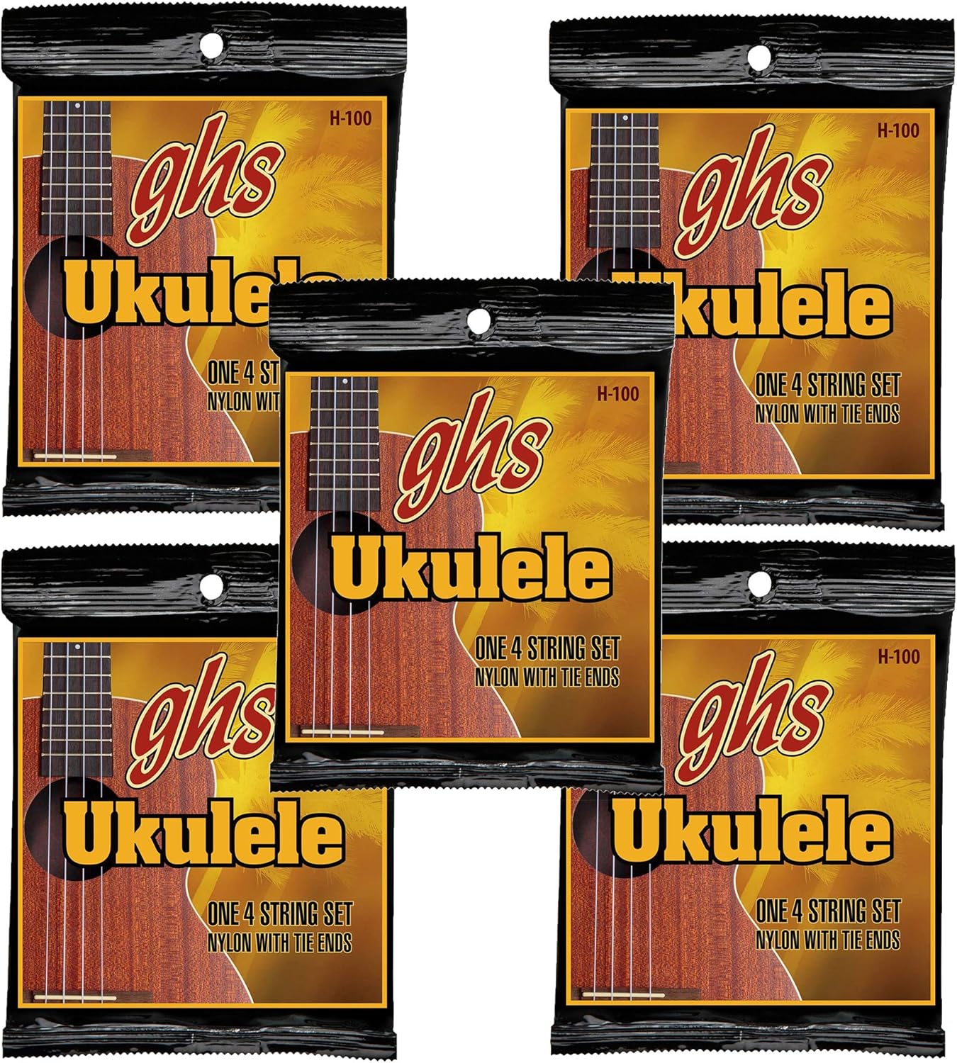 GHS Hawaiian Baritone Ukulele Strings 5 Pack Bundle