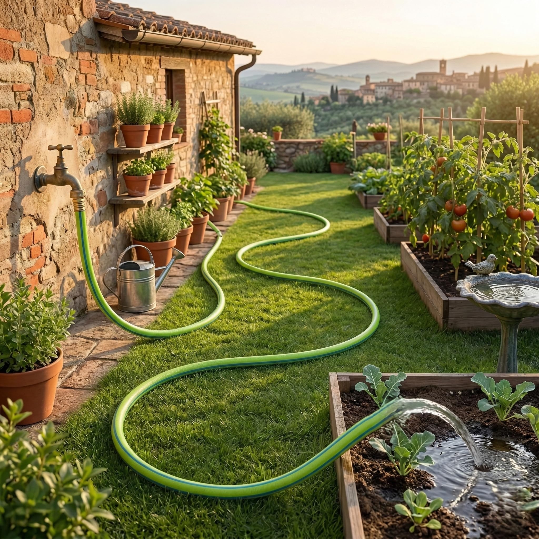 ValOak Superflex Universal Tubo Irrigazione Giardino 5/8" | PVC Atossico 5 Strati 12 Fili Antitorsione 24 Bar | Made in Italy (50 mt)