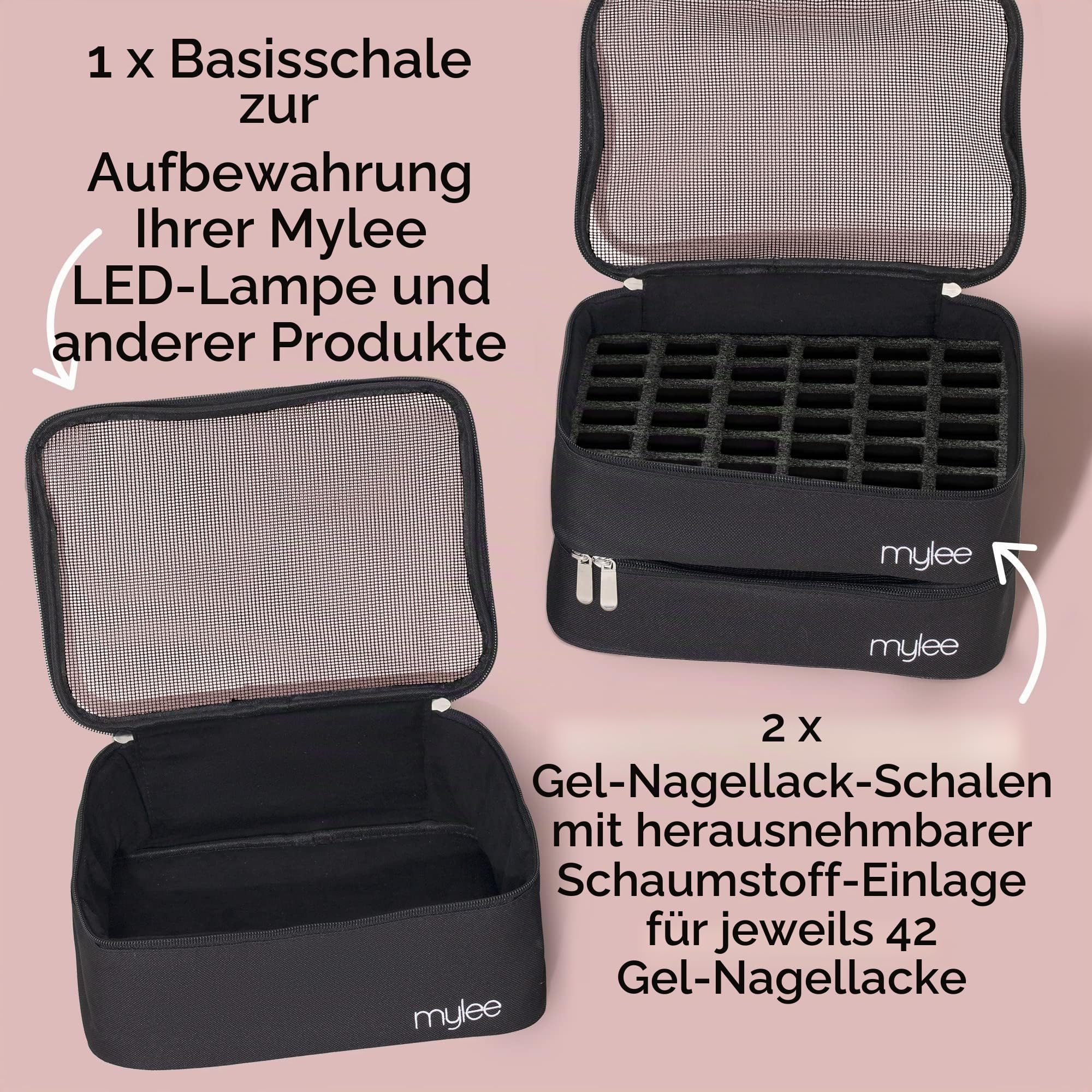 MYLEE Kit Case –Nagellackaufbewahrung, Nagellacketui, Nagellack-Organizer | Nagellackhalter, Nagellack-Set, Tragetasche, Schaumstoffeinsatz, Zubehör, für 84 Flaschen