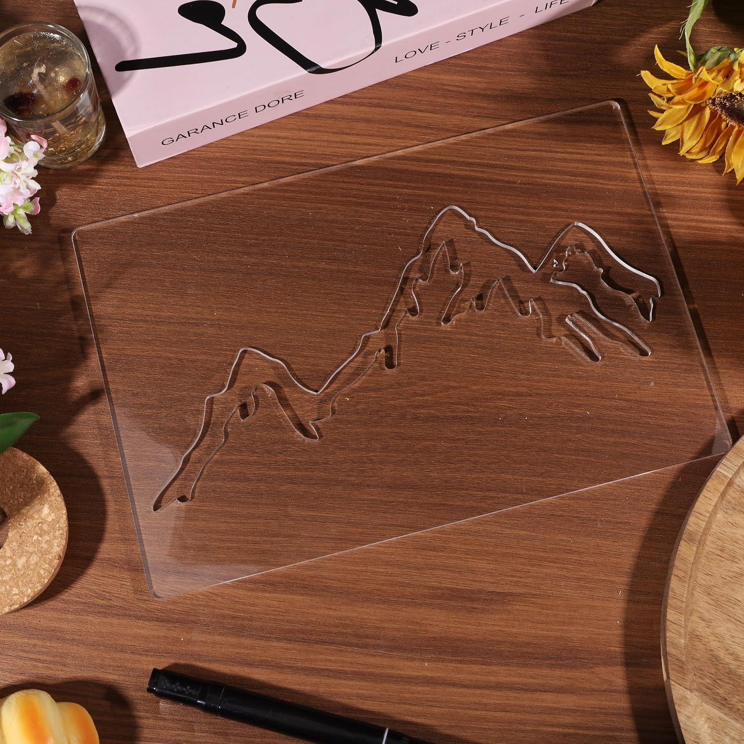 Mountain Router Template Acrylic Router Template for Woodworking Inlay Template Charcuterie Board Decorative Router Templates