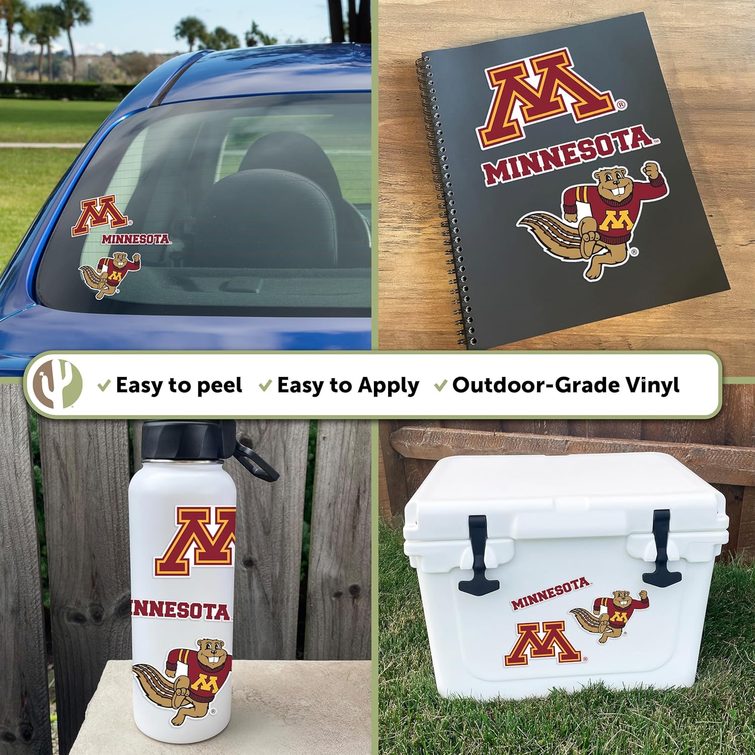 Desert Cactus University of Minnesota Sticker Golden Gophers Vinyl Decals Laptop Water Bottle Car Scrapbook T5 (Type 5-1) - Image 2