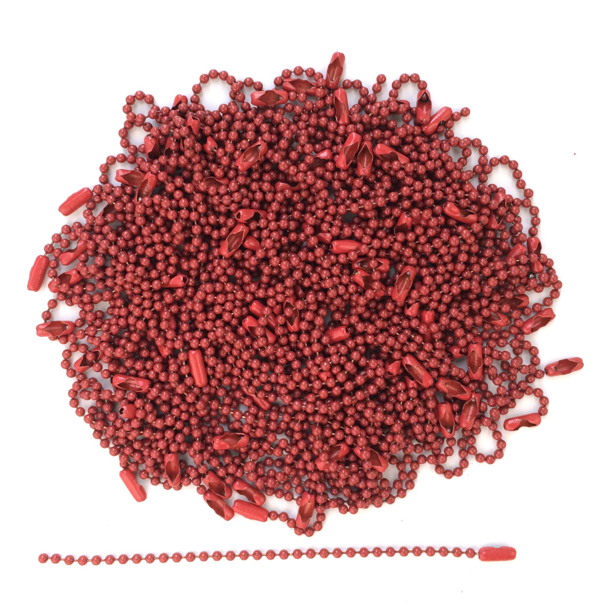 Chaînes à billes de 2,4 mm rouges avec connecteur pour étiquettes et loisirs créatifs x100