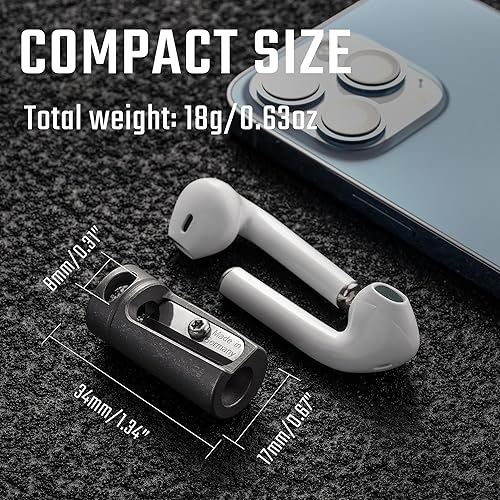 Miniatura 6 de KeyUnity KT00 Sacapuntas de mano de aleación de titanio, hoja de acero alemán, sacapuntas manual de un solo agujero para lápices de colores,