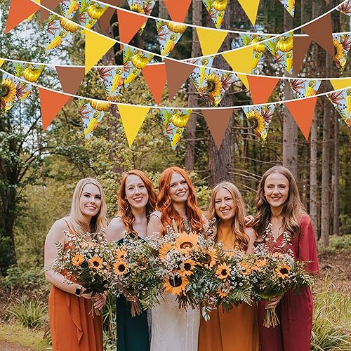 Miniatura 19 de Pancarta de otoño de 32 pies, bandera triangular, banderines de tela, banderines para decoración de otoño feliz otoño, día de Acción de Gracias