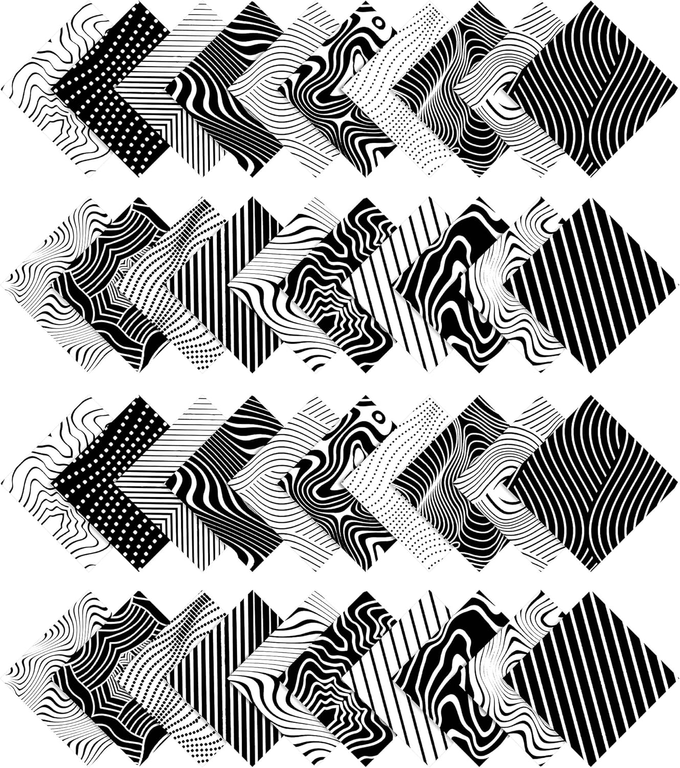 Soimoi Precut 10-inch Geometric Prints Cotton Fabric Bundle Quilting Squares Charm Pack DIY Patchwork Sewing Craft- White & Black