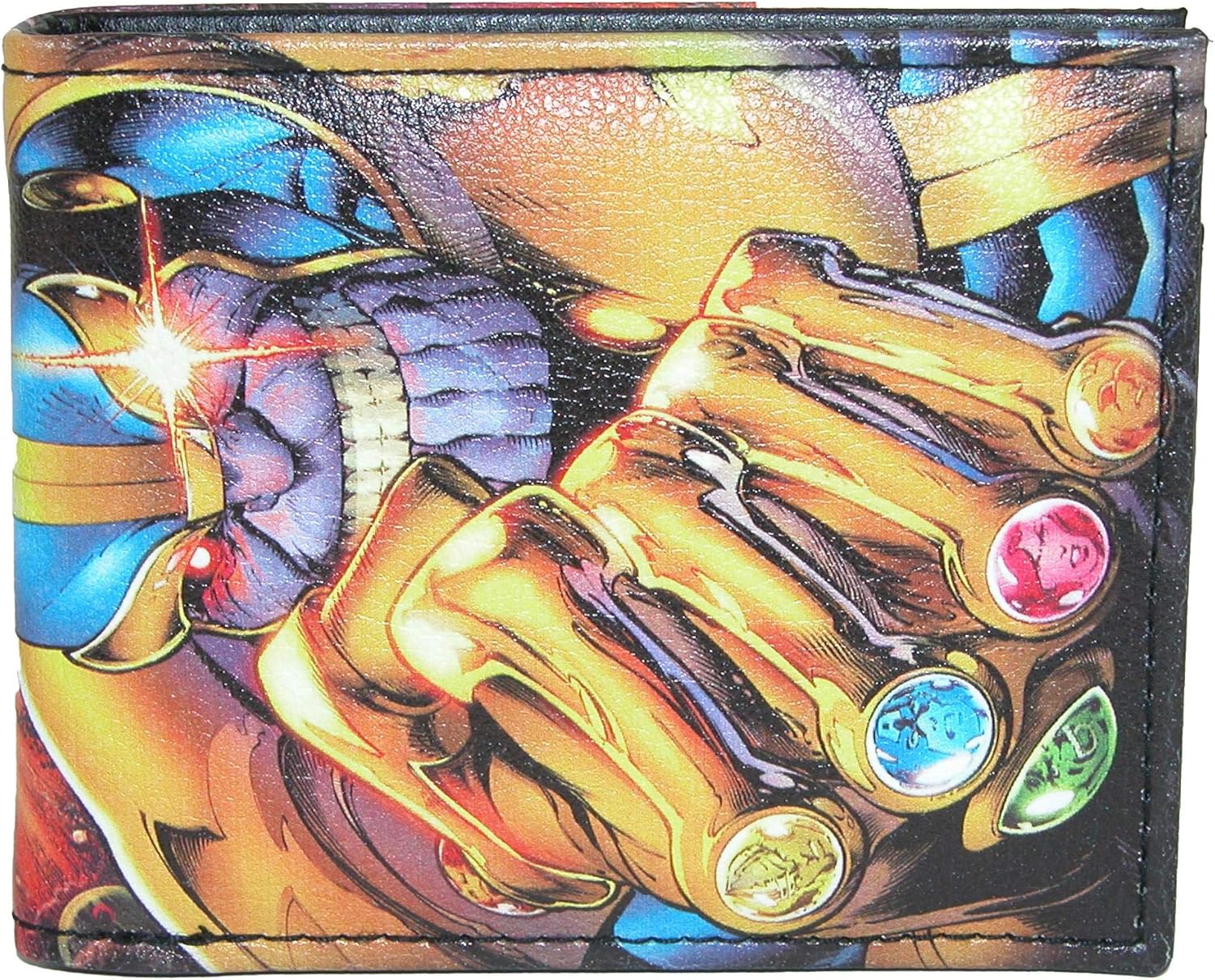 Bioworld Marvel Comics Avengers Thanos Infinity Gaunlet Bifold Wallet,Multicolor / Black,3.25" x 4"