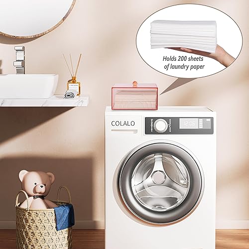 Miniatura 3 de Soporte para hojas para secadora de lavandería, contenedor de cápsulas de detergente transparente, dispensador de bolas de secadora con tapa, caja