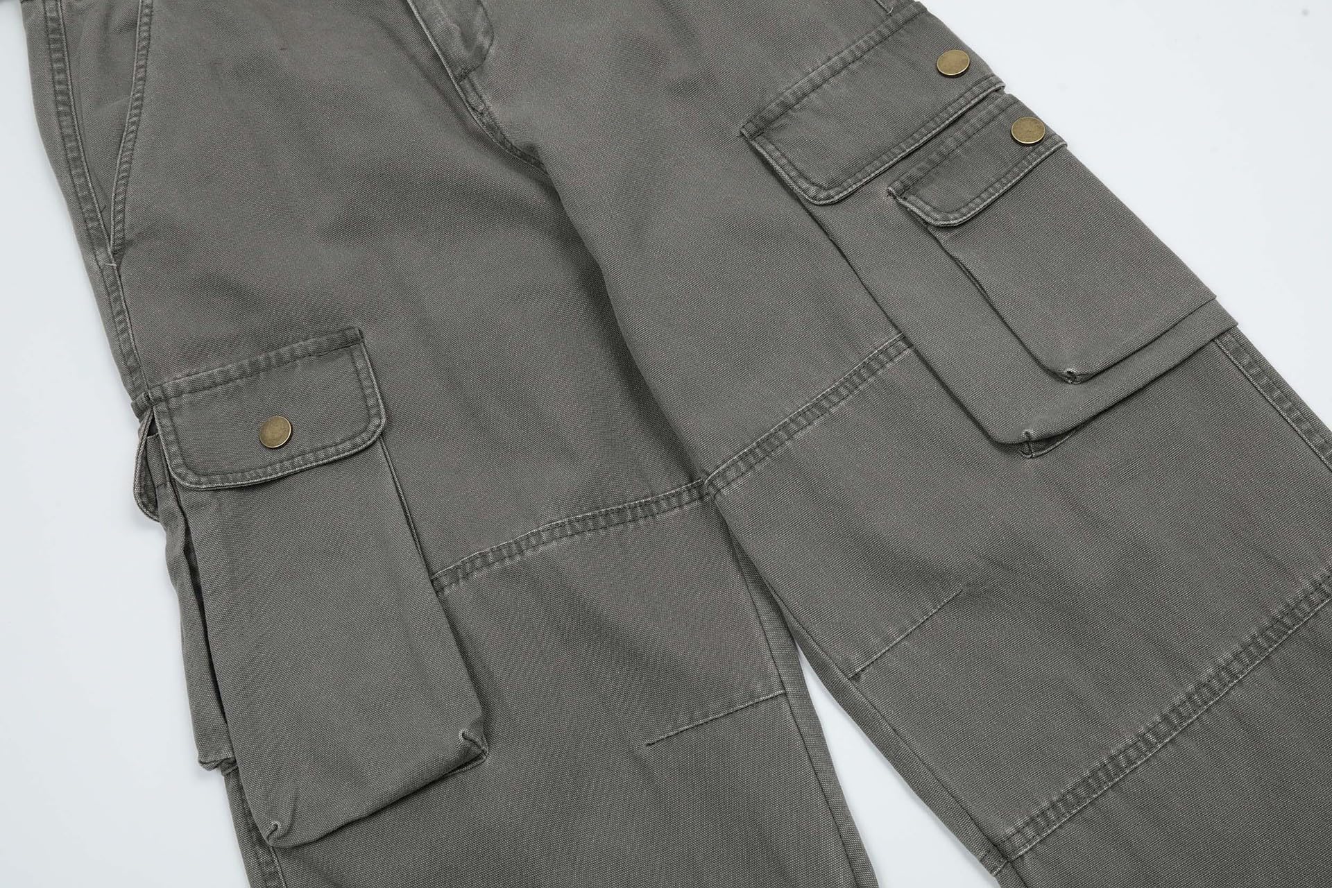 Jeans Pantalon Verwaschene Und Abgenutzte Workwear-Jeans Mit Mehreren Taschen Für Herren Und Damen Trendige Lockere Hose Mit Weitem Bein Und Geradem Bein