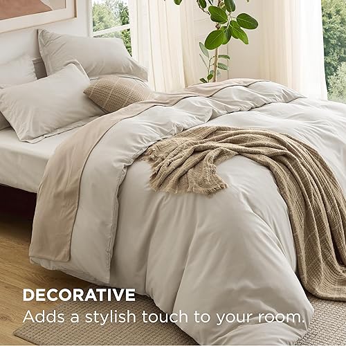 Vista 232 de Bedsure - Juego de funda de edredón de tamaño matrimonial, ropa de cama suave con doble cepillado, 1 funda de edredón (80 x 90 pulgadas) y 2 fundas