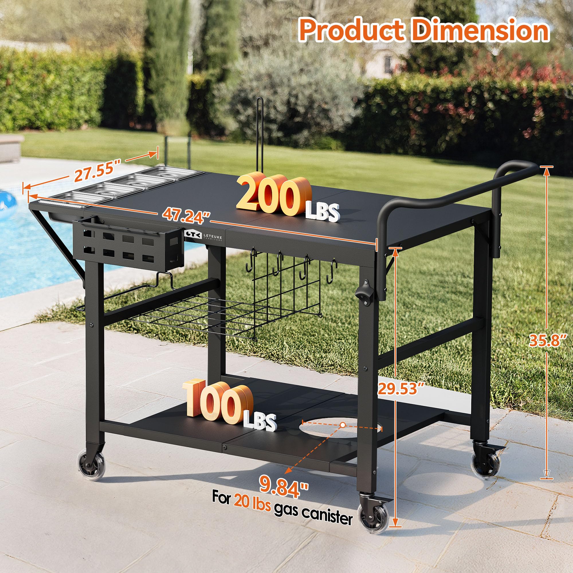 Amazon.com : Leteuke Pizza Oven Table, Grill Cart Table for
