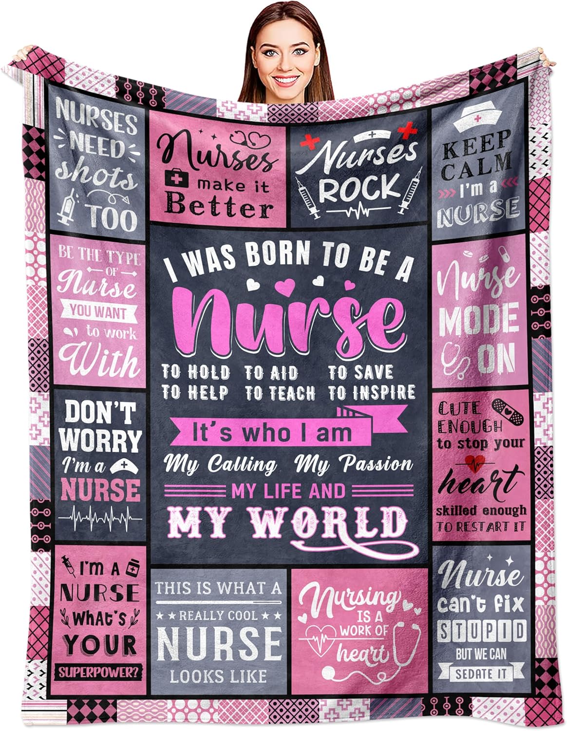 Nurse Gift Blanket 60" x 50", Christmas Nurses Gifts, Nurse Gifts for Women/Female, RN/LPN Nurses Practitioner/Nursing School Birthday Graduate Appreciation Gift with Daily Affirmations