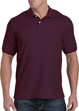Harbor Bay by DXL Men's Big and Tall Piqué Polo Shirt, Tango Red Heather