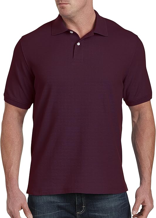 Harbor Bay by DXL Men's Big and Tall Piqué Polo Shirt, Tango Red Heather