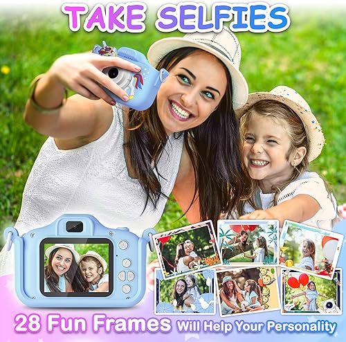 Miniatura 4 de Unicorn - Cámara digital para niños de 3 a 10 años con tarjeta de 32 GB, cámara de juguete para niños pequeños, regalo portátil para niñas y niños