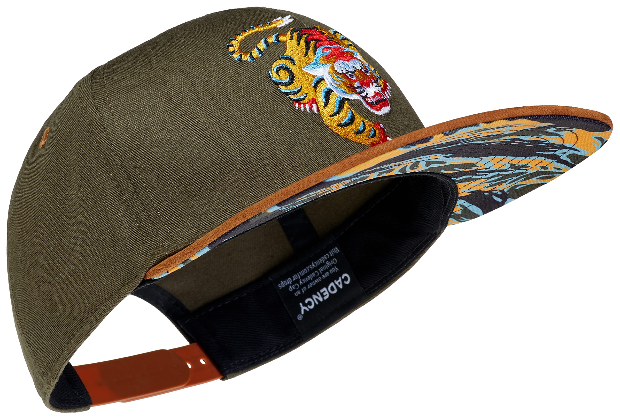 Cadency® - Gorra snapback con diseño de tigre asiático, unisex, color verde oliva, tamaño ajustable, verde oliva, 56/62 cm