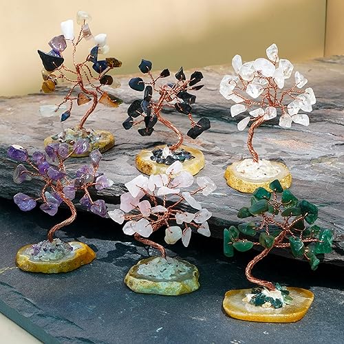 Miniatura 216 de Árbol de la vida de cristal curativo de 7 chakras, árboles bonsái hechos a mano para energía positiva, dinero y buena suerte, árbol para decoración