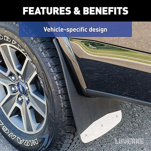 Miniatura 6 de LUVERNE 251440 Protectores de lodo de goma texturizados delanteros o traseros de 12 pulgadas x 20 pulgadas, Chevrolet Silverado, GMC Sierra 1500,