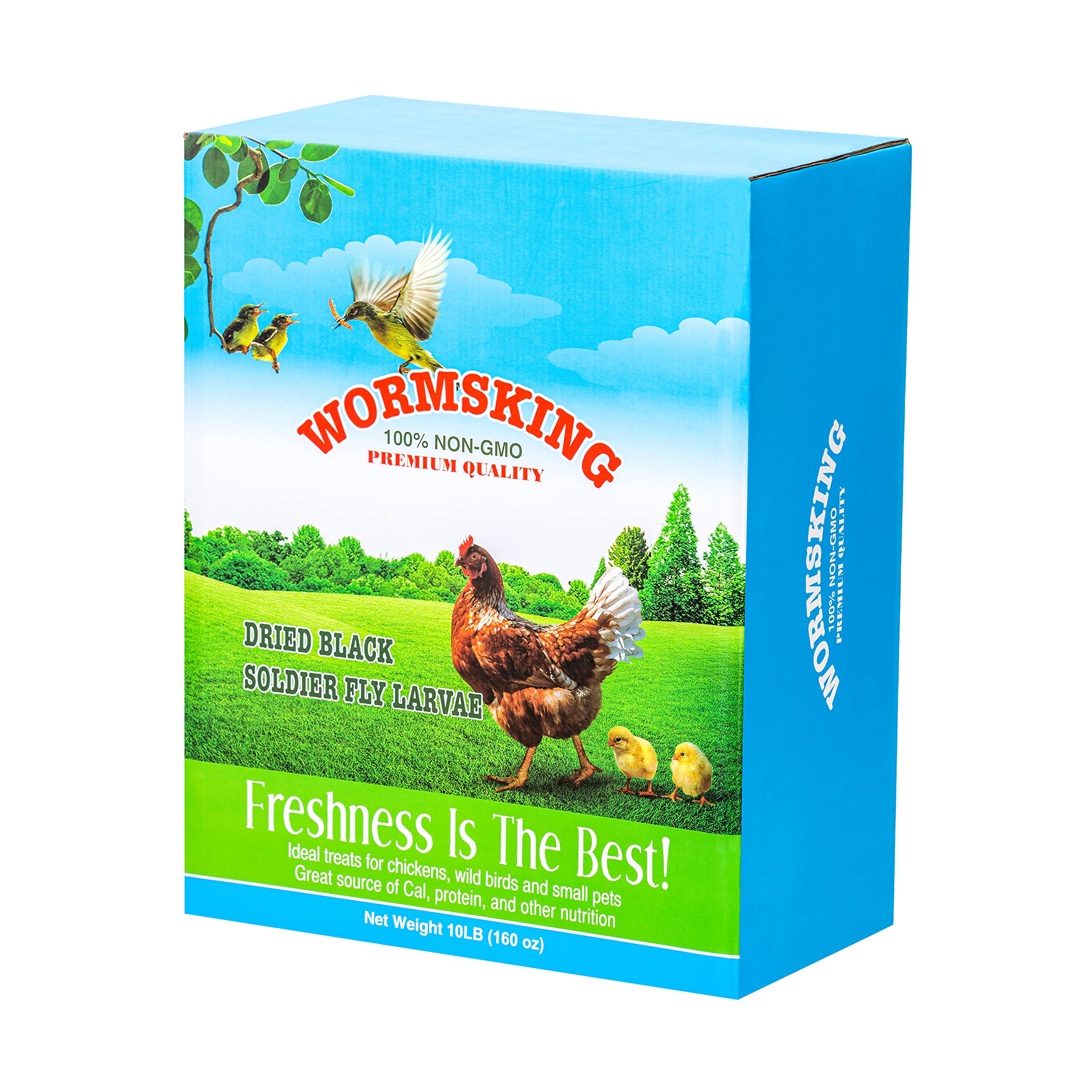 10LB Non-GMO Dried Black Soldier Fly Larvae, More Calcium Than Dried Mealworms, High Protein Chicken Feed, Chicken Treat