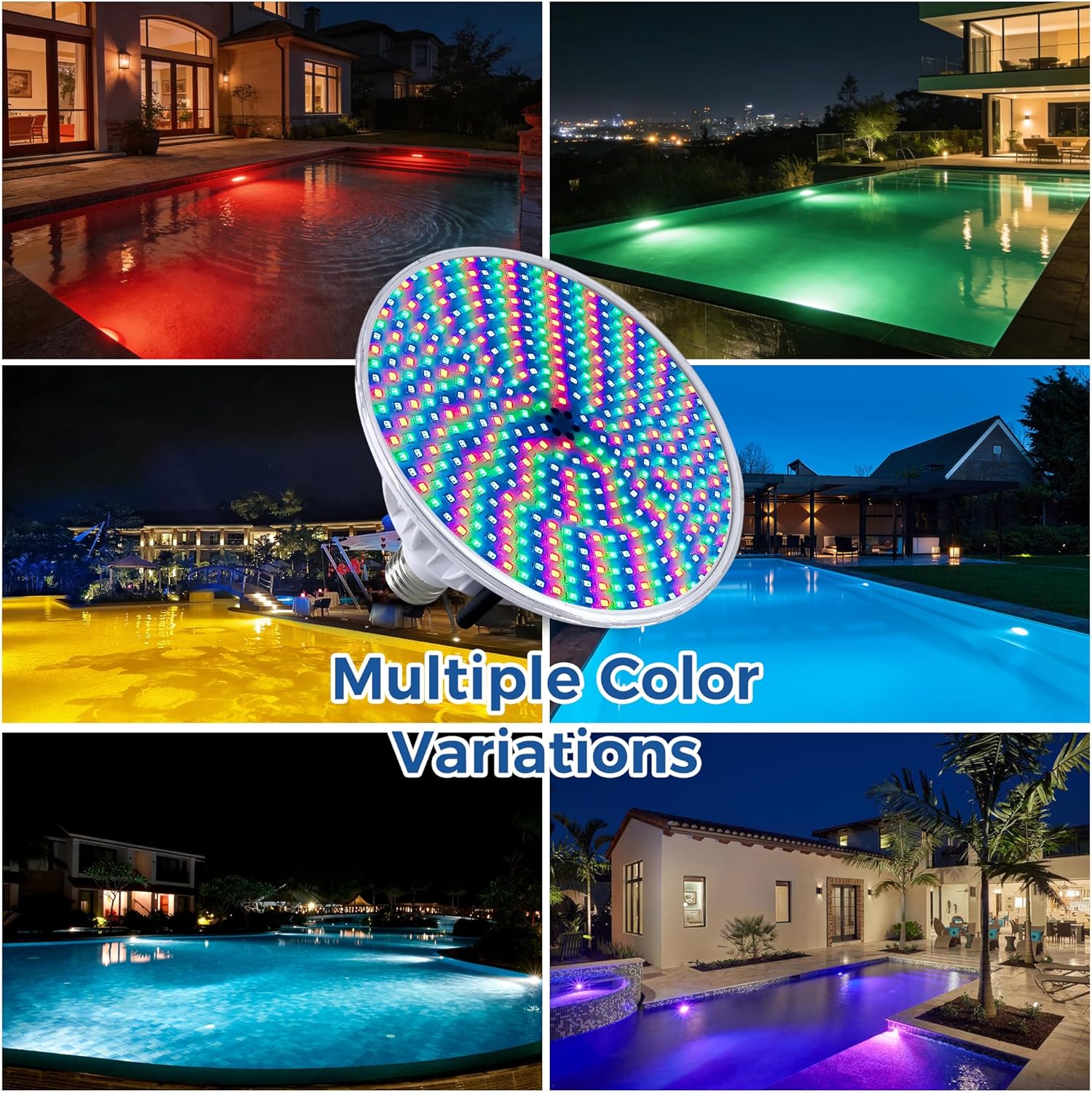 SngBrt 50W Color LED Pool Light Bulb, 120V RGB Color Changing Pool Lights for Inground Swimming Pool, Replacement Bulb for Pentair Hayward Fixtures (QHL-PAR38-B)
