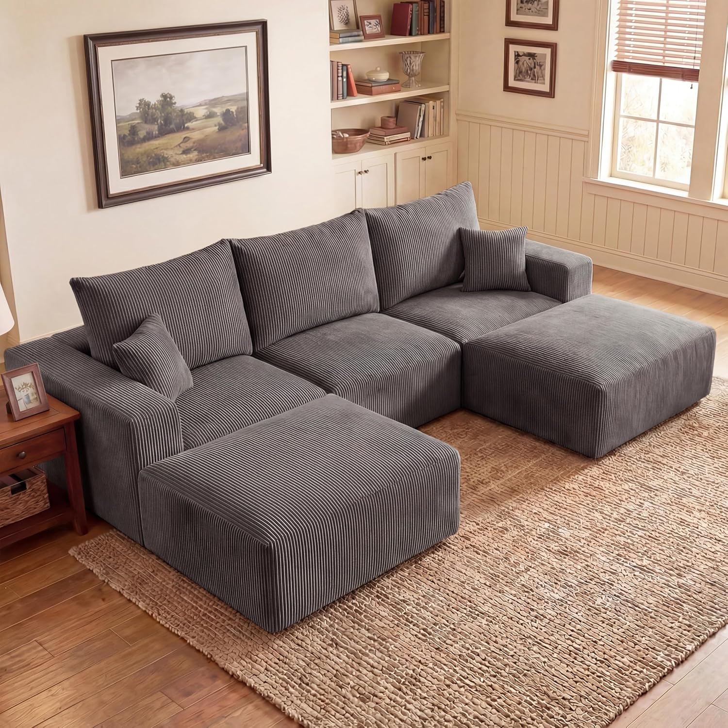 113″ Modular Sectional Couch, Cloud Boneless Sofa with Deep