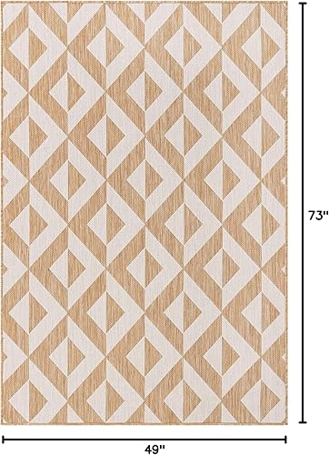 Vista 62 de Unique Loom Unique Loom Outdoor Collection - Alfombra de área - Napa (3 pies 3 pies, redonda, amarillo y aguamarina/amarillo)