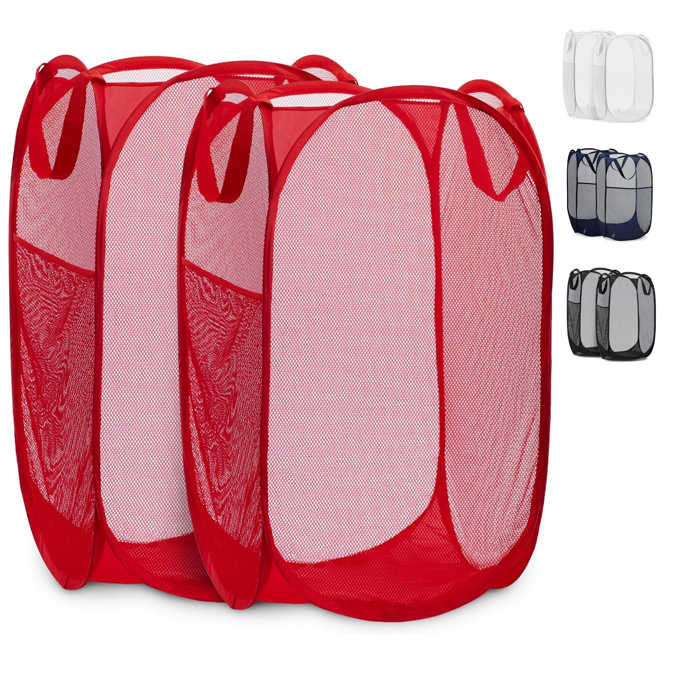 Handy Laundry Mesh Pop-Up Laundry Hamper, Collapsible Basket 2-Pack
