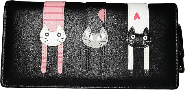 Nawoshow Women Cat Long Wallet Bifold with Zipper