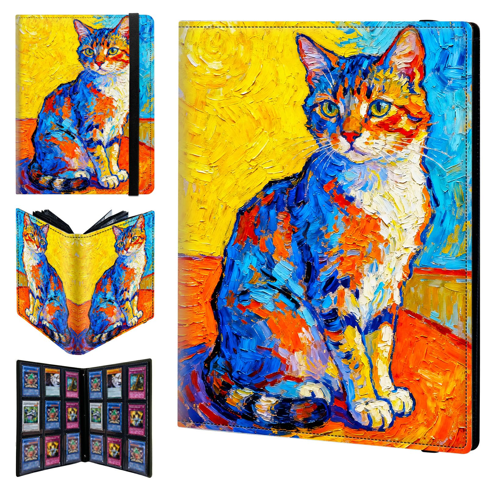 9 Pocket Trading Card Binder 720 Side Loading Pocket Album with Watercolor Cute Cat Pattern Design Card Binder for Sports Cards & Game Cards — image 1