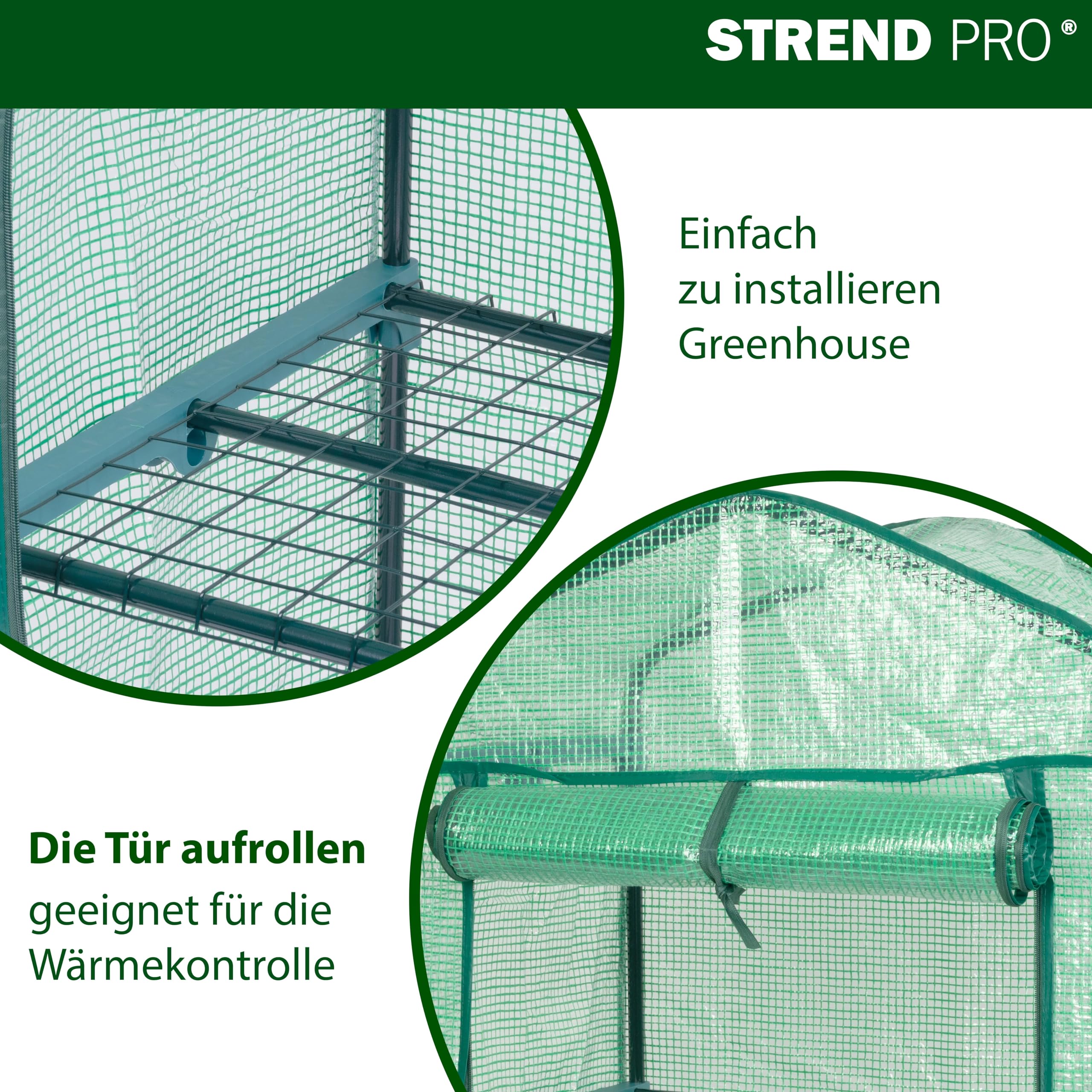 STREND PRO Gewächshaus klein 200 x 69 x 49 cm für optimales Pflanzenwachstum, Mini-Gewächshaus mit 5 Ebenen, inkl. Gewächshausfolie, grünes Gewächshaus, Balkonfolie, Gewächshaus, winterfest