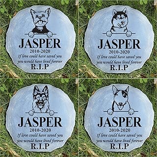 Personalized Memorial Stone for Dog & Cat, Custom Pet Memorial Stone with Paw Print, Gift for Loss of Dog & Cat (Style 1)