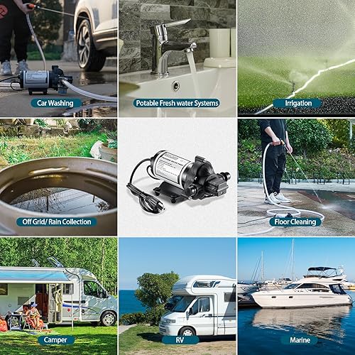 Miniatura 28 de WASSERMANN Bomba de agua RV de 12 voltios CC 3.0GPM 55PSI, repuesto para 4008-101-A65, bomba de agua autocebante de diafragma con interruptor